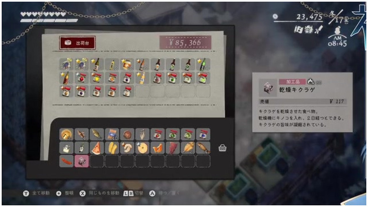 乾燥キクラゲのゲーム内表示