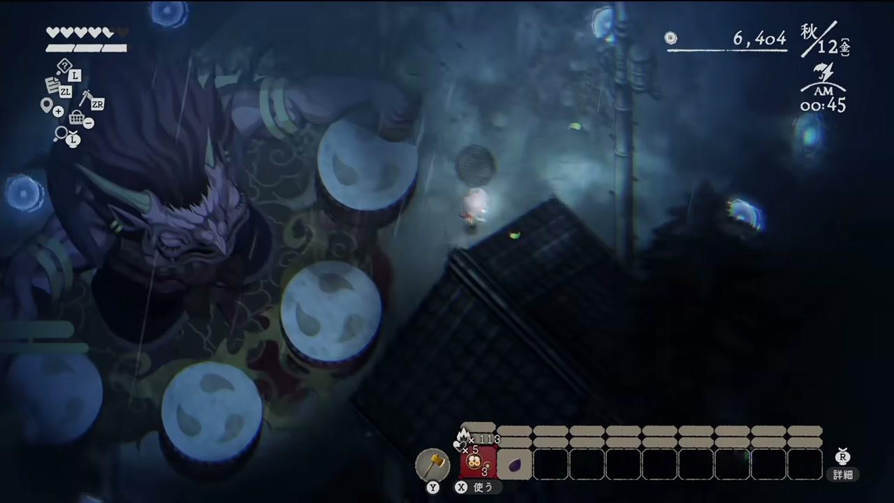 太鼓を背負った雷神のゲーム画面