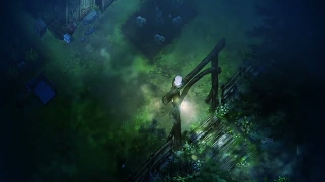 懐中電灯で真夜中の村を進むゲーム画面