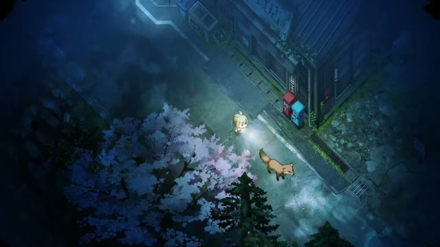 公式映像の真夜中の村を探索する場面