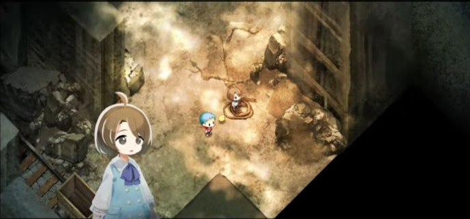 大岩の先の採掘場所でヨウを見つけたゲーム画面