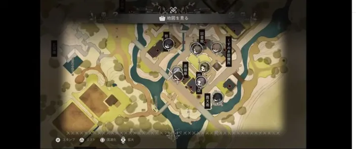 第1章 手順2「村マップを開く」のゲーム画面