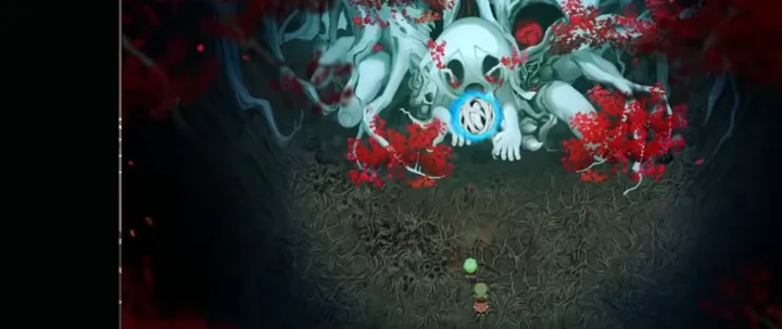 第5章 手順28「キスケと一緒に土地神の正面へ進む」のゲーム画面