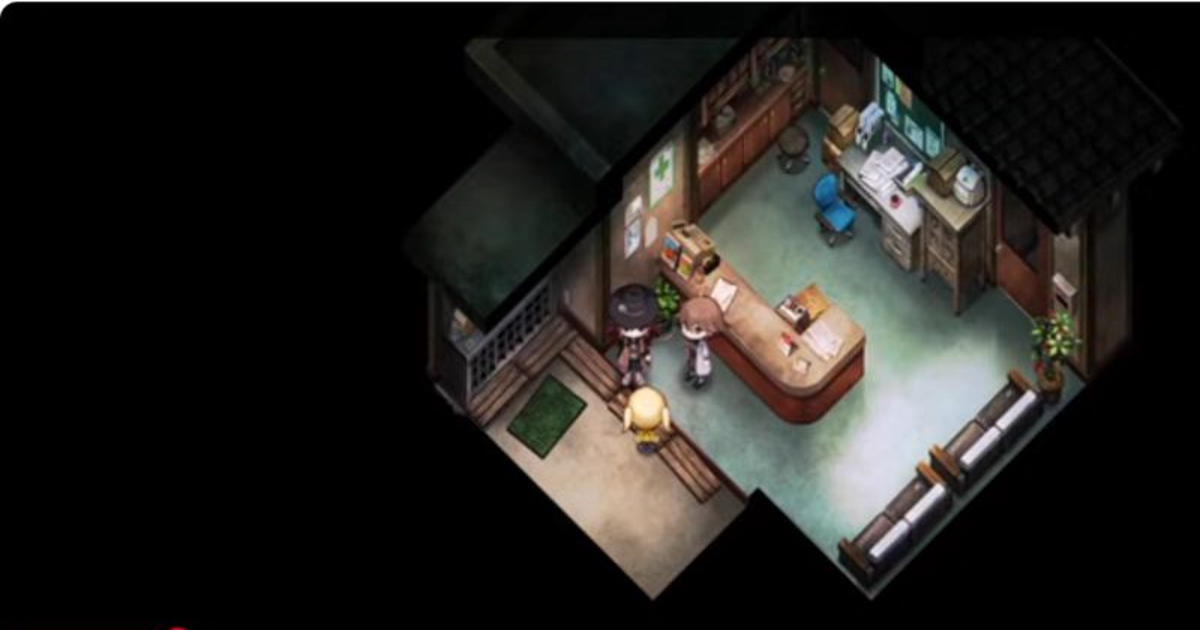診療所のカウンター前でチナナたちに話しかけるゲーム画面